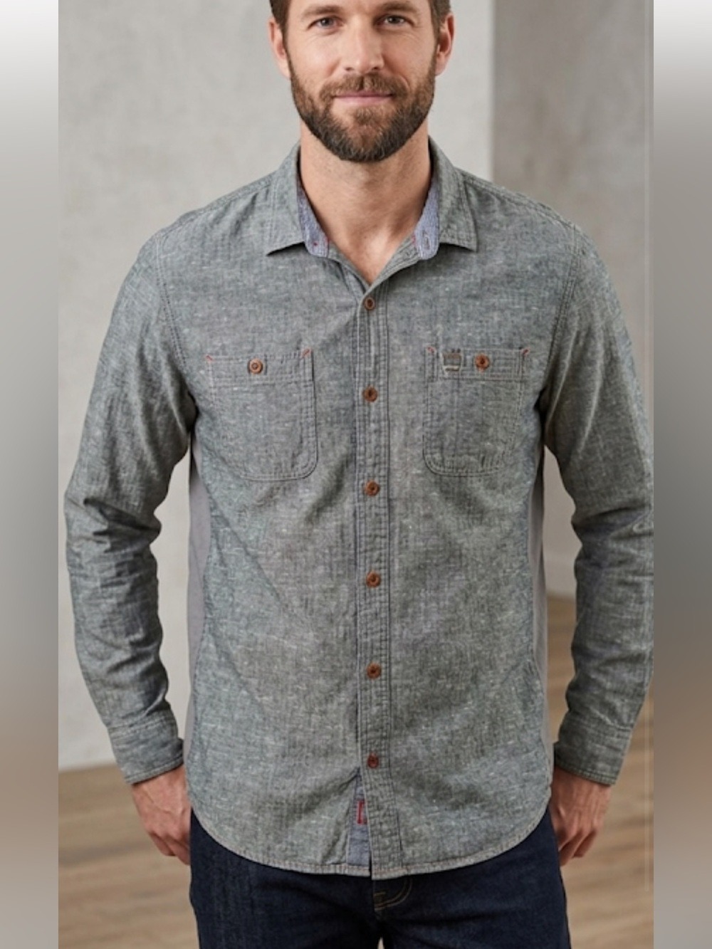 CPO Provisions Gray tweed Button-Up Shirt sz medium